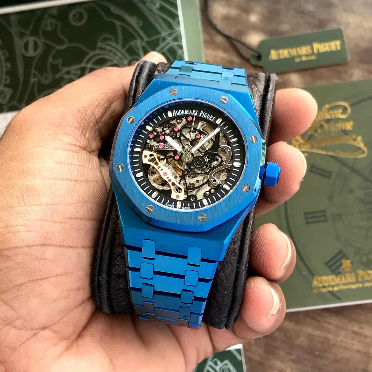 Audemars Piguet Skeleton AP Royal Oak Dark blue Skeleton Metal – wristhubz